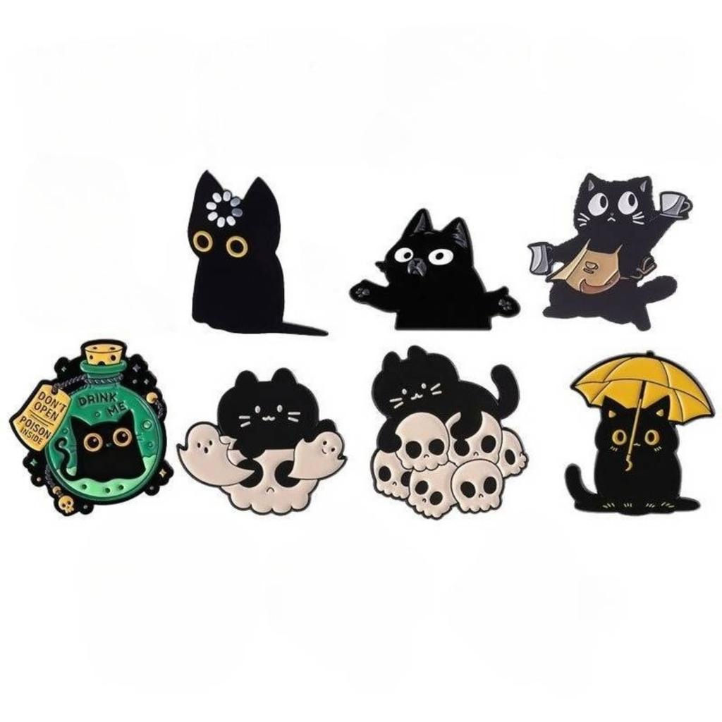 Black Cat Void Loading Enamel Pins Cartoon Cat Theme Lapel Badges Brooch Fun Animals Jewelry Gift for Friends