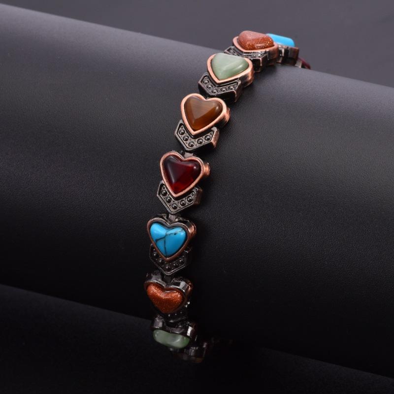 Love Type Natural Stone Red Copper Bracelet Retro Creative Detachable Couple Style Magnetic Energy Bracelet