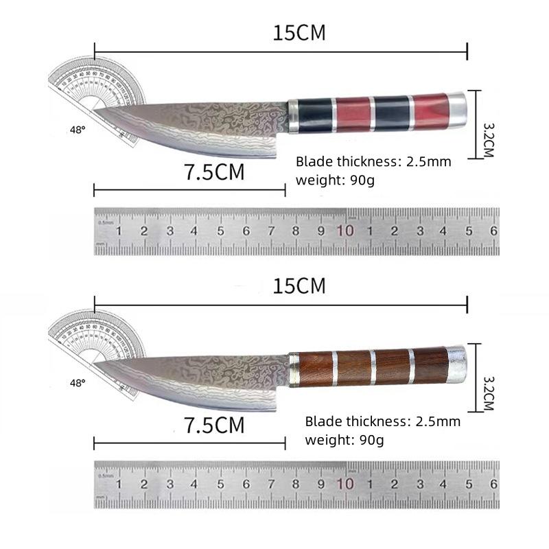 Laser Damascus Kitchen Knives Chef Slicing Meat Fruit Tomato Steak Knife Wood Handle Butcher Boning Knife Barbecue Cleaver Meat