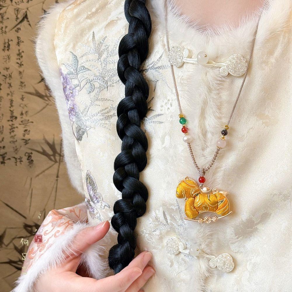 Brocade New Chinese Style Necklace Hanging Rope Horse Face Skirt Accessory  Women