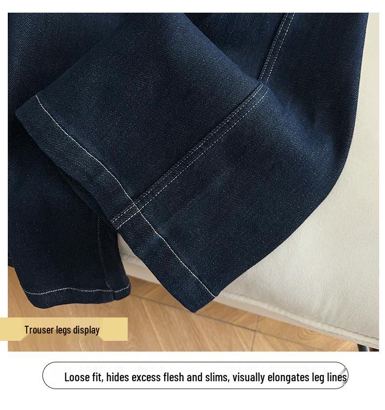 Damskie jeansy z wysokim stanem, dżinsowe, niebieskie, z szerokimi nogawkami - Moda Wiosna/Jesień 2025, Wyszczuplające spodnie codzienne z prostymi nogawkami.