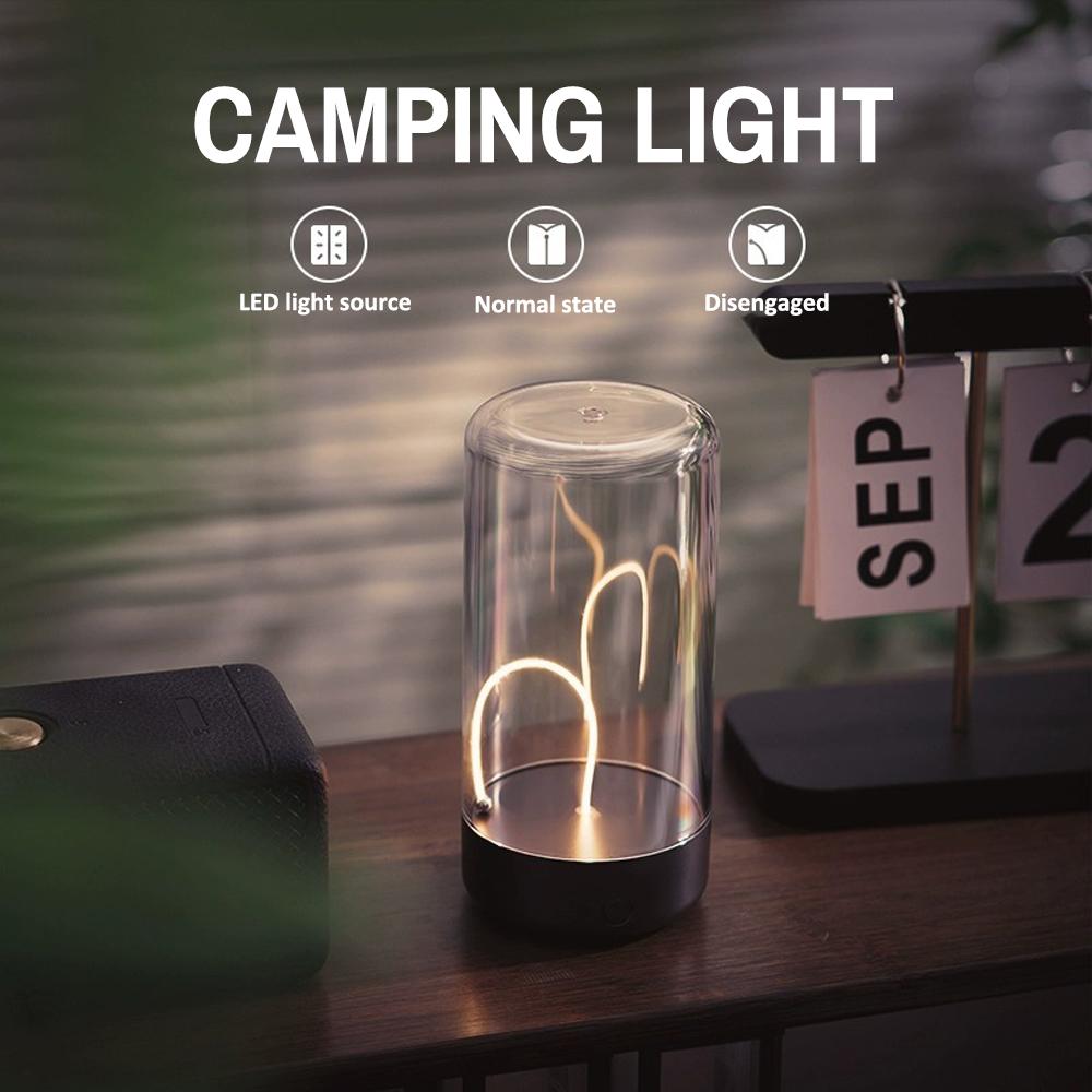 Portable Desktop Ambient Light Magnetic Filament Camping Light Wireless Rechargeable Night Lamp Support 3 Lighting