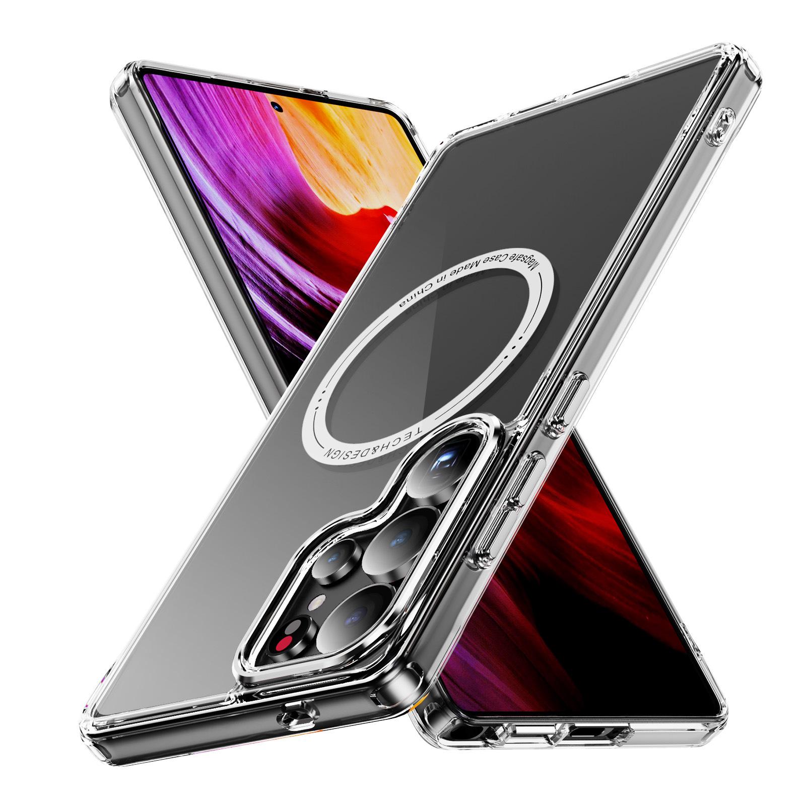 Transparent Phone Case Metal Button Magnetic Suction Phone Protective Case for A56 5G for Samsung Phone Case A56 5G