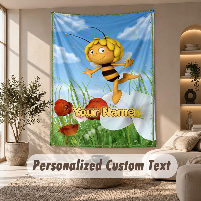 Bing Bunny Tapestry, Personalized Custom Text, Wall Hanging Tapestry For Living Room Home Wall Decor