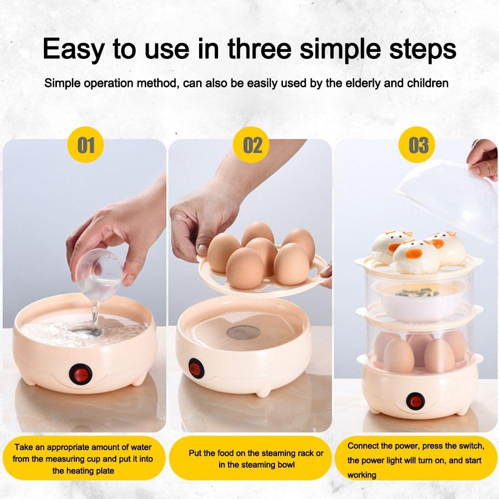Multi-layer Egg Boiler Automatic Power Off Egg Poacher Breakfast Machine for Home Dormitory