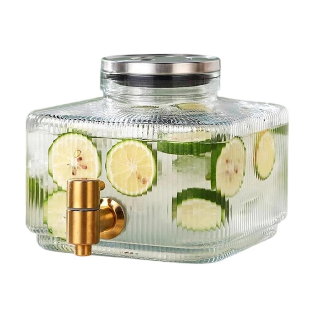 Clear Glass Juice Pitcher With Leak Proof Lid And Easy Press Dispensing System Party Water Jugs with Spigot