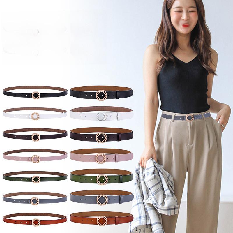 Leather Female Waist Belt With Smooth Snap Closure For Daily Outfits