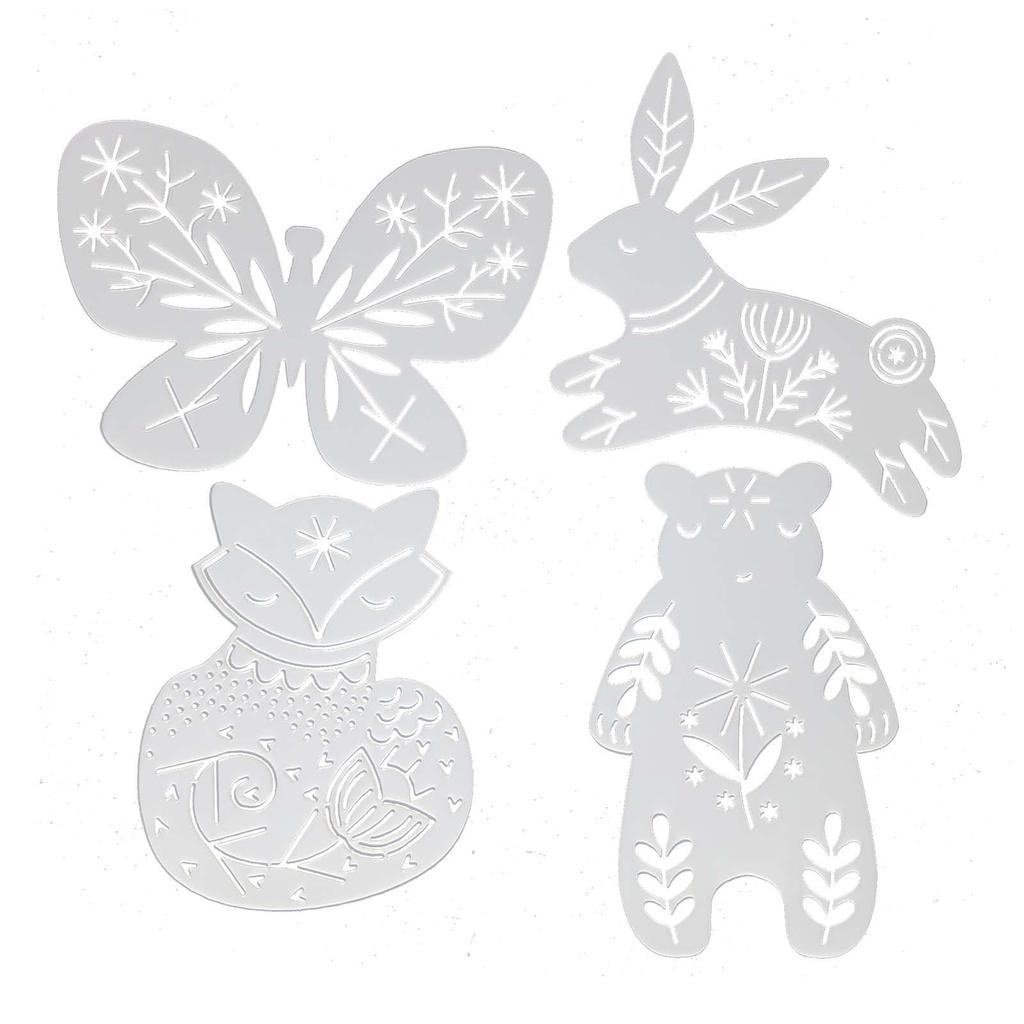 4x Animal Stencils Painting Template Set Crafting for Birthday Party Floor Home Decor