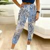 Summer Ladies Cashew Paisley Printed Sweatpants Loose Fit Drawstring Joggers Elastic Cuff Daily Casual Pants