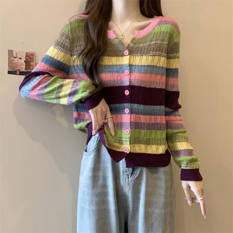 

DAFIFY Женская мода повседневная осень-зима полосатый принт длинный рукав O-образный вырез свитера One size