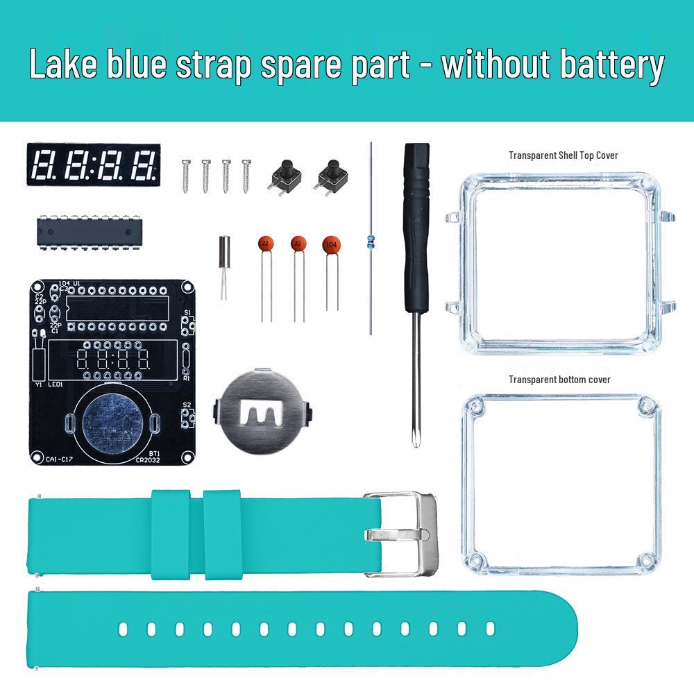 DIY LED Watch Kit: Electronic Assembly with Transparent Microcomputer Digital Display