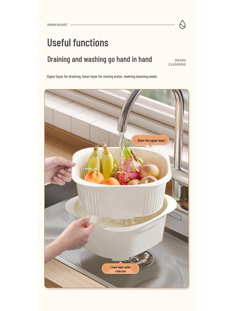 2026 Multi-Layer Stackable Kitchen Basket: Draining and Washing Basin for Fruits, Vegetables, and Rice.