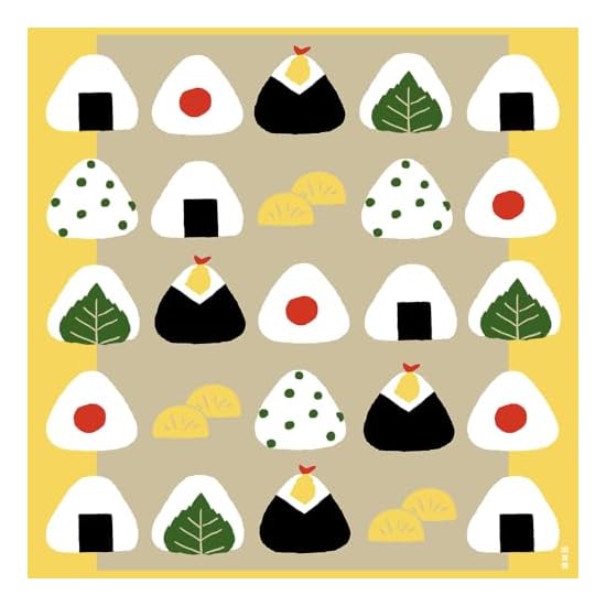 Hamamonyo Small Furoshiki (50cm Wrapping Cloth) - Onigiri (Rice Ball) Pattern