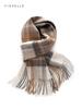 Light Brown Plaid 100% Wool Scarf Autumn Winter Men Scarves Women Wraps Soft  Warm Shawl Thin Lady Luxury Gifts British Style