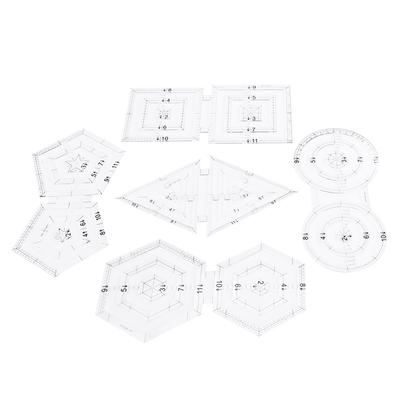 5Pcs PatchWork Ruler Set DIY Manual Double Round Pentagon Hex Triangle Sewing Tool