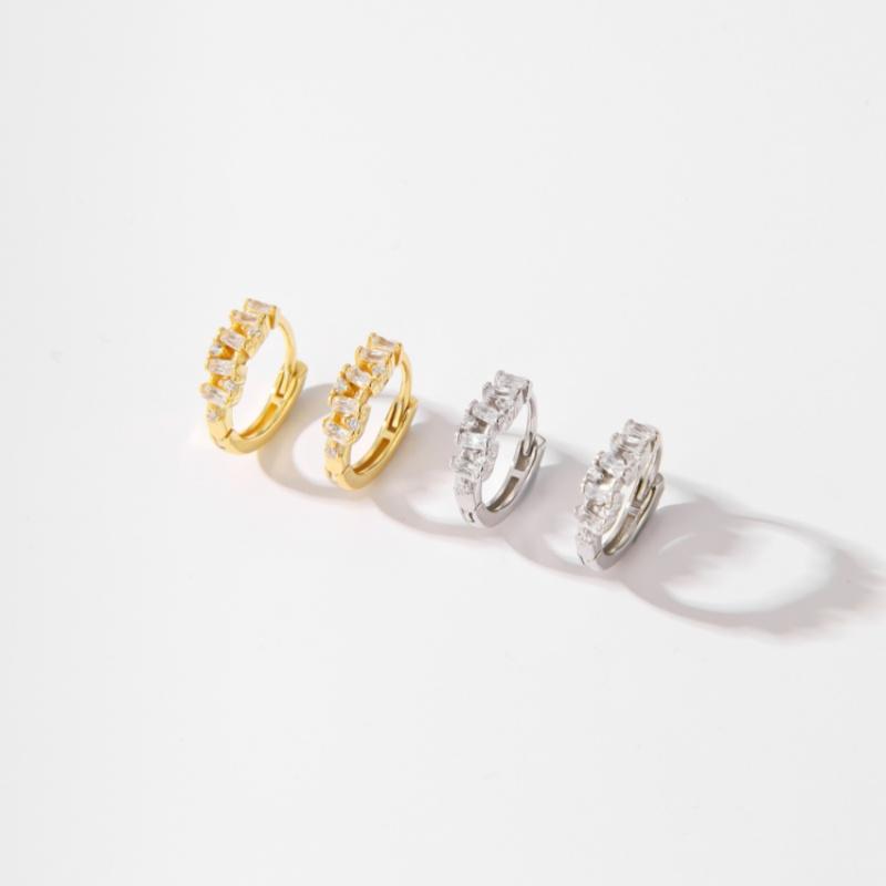 925 Sterling Silver French Light Luxury Geometric Layered Zirconia Earrings for Women Temperament Fashion Jewelry Accessori