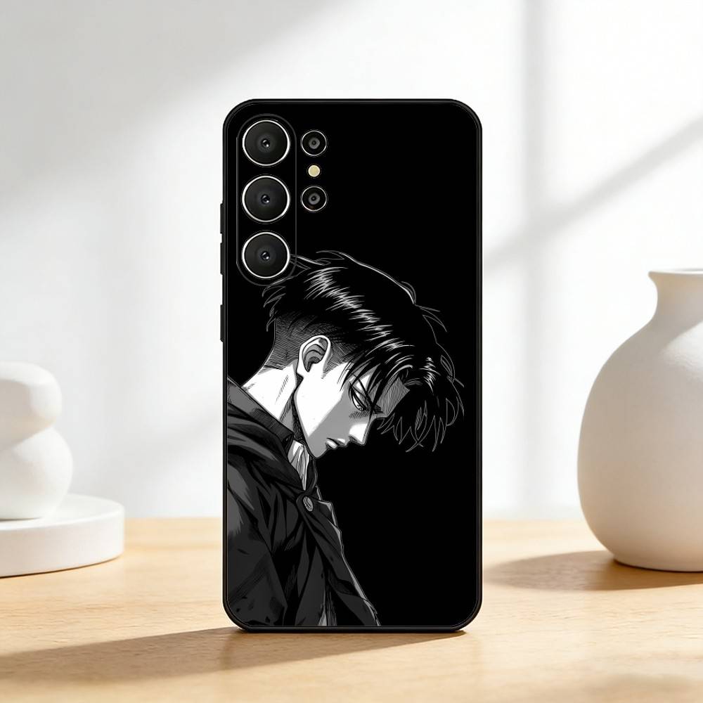 Cartoon Anime Levi A-Ackerman Phone Case For Samsung S26,S25,S24,S21,S22,S23,S30,Ultra,S20,FE,Lite,10,9,Black Cover