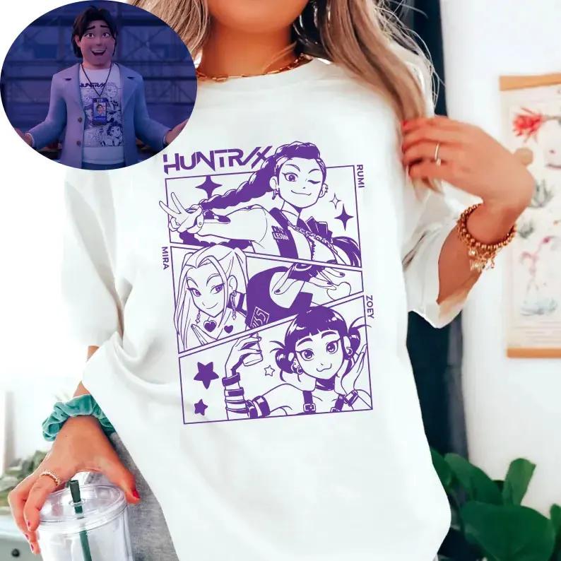 Huntrix Girls Kpop Demon Hunters T-shirt Kpop Huntrix Lover Vintage Huntrix Shirts Rumi Zoey Graphic Shirt Fashion Tops