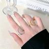 Chic Adjustable Stainless Steel Star and Moon Ring for Women - Elegant Niche Design Jewelry