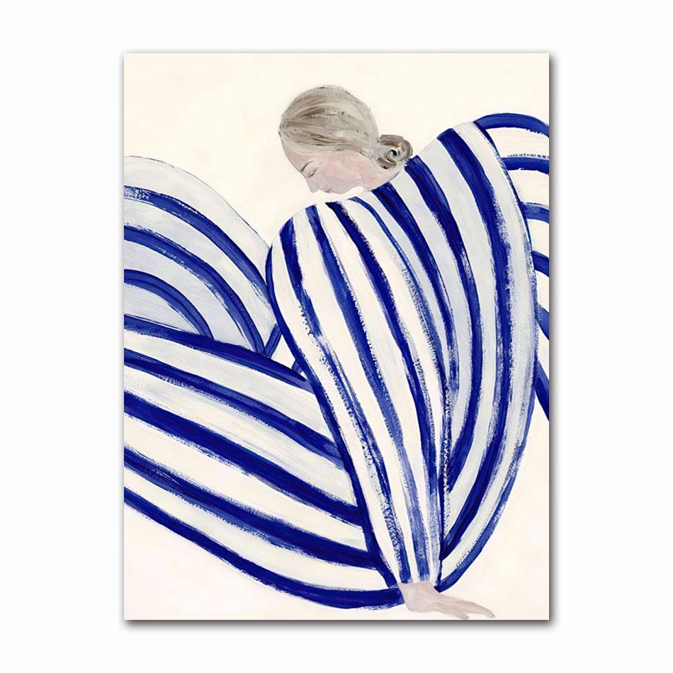 Nordic Posters And Prints Abstract Line Geometry Curve Girl Modern Wall Art Canvas Painting Wall Pictures For Living Room Decor