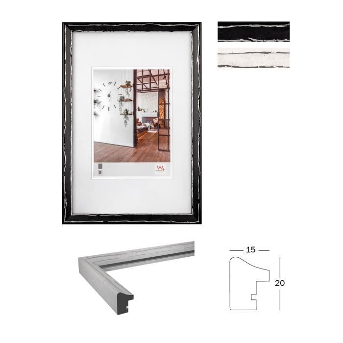 Cadre en bois Metropolis - Noir Argent - 10x15 cm - Classique - Intemporel