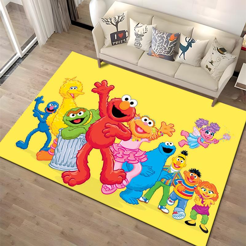 15 Sizes S-Sesame S-Street Theme Carpet Rug for Living Rooms Bedroom Entrance Door Decor Mat, Kids' Play Non-slip Mat Great Gift