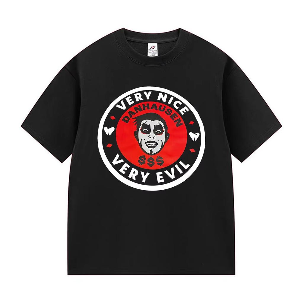 Danhausen Very Nice Very Evil Graphic T Shirts Men's Vintage O-Neck Clothing T-shirt Gothic Oversized Cotton Tshirt