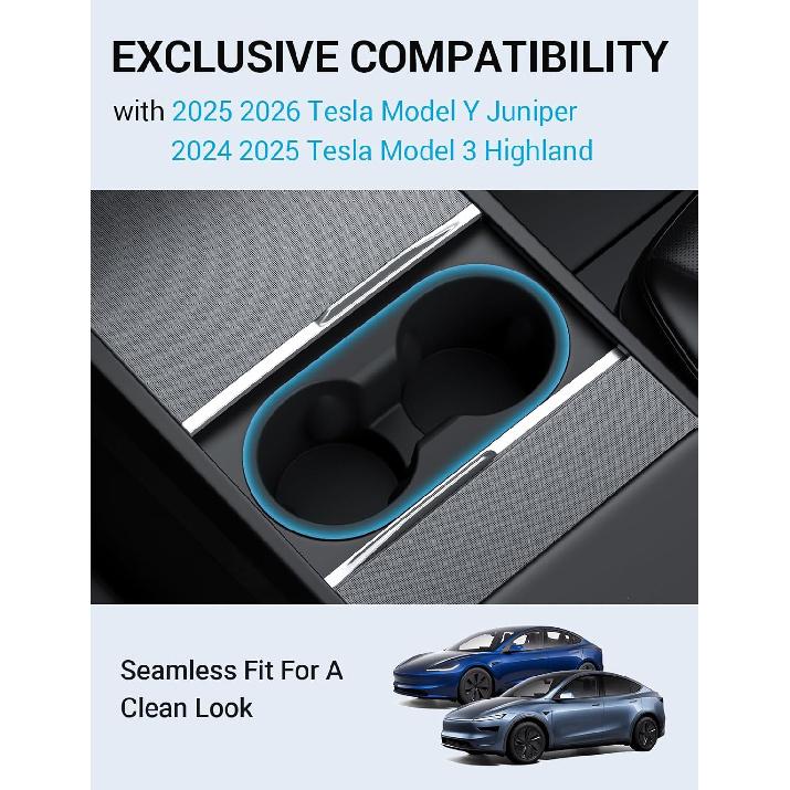 Motrobe 2025 2026 Tesla Model Y Juniper 2024 2025 Model 3 Highland Center Console Cup Holder Ert Silicone Cupholder For Model 3 Highland Model Y