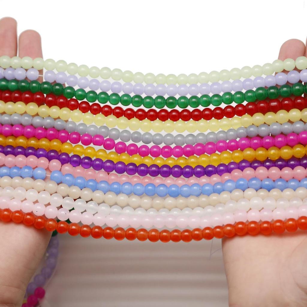 1 faixa/pacote 4/6/8/10mm contas de vidro multicoloridas faça você mesmo pulseira colar brincos acessórios de joias