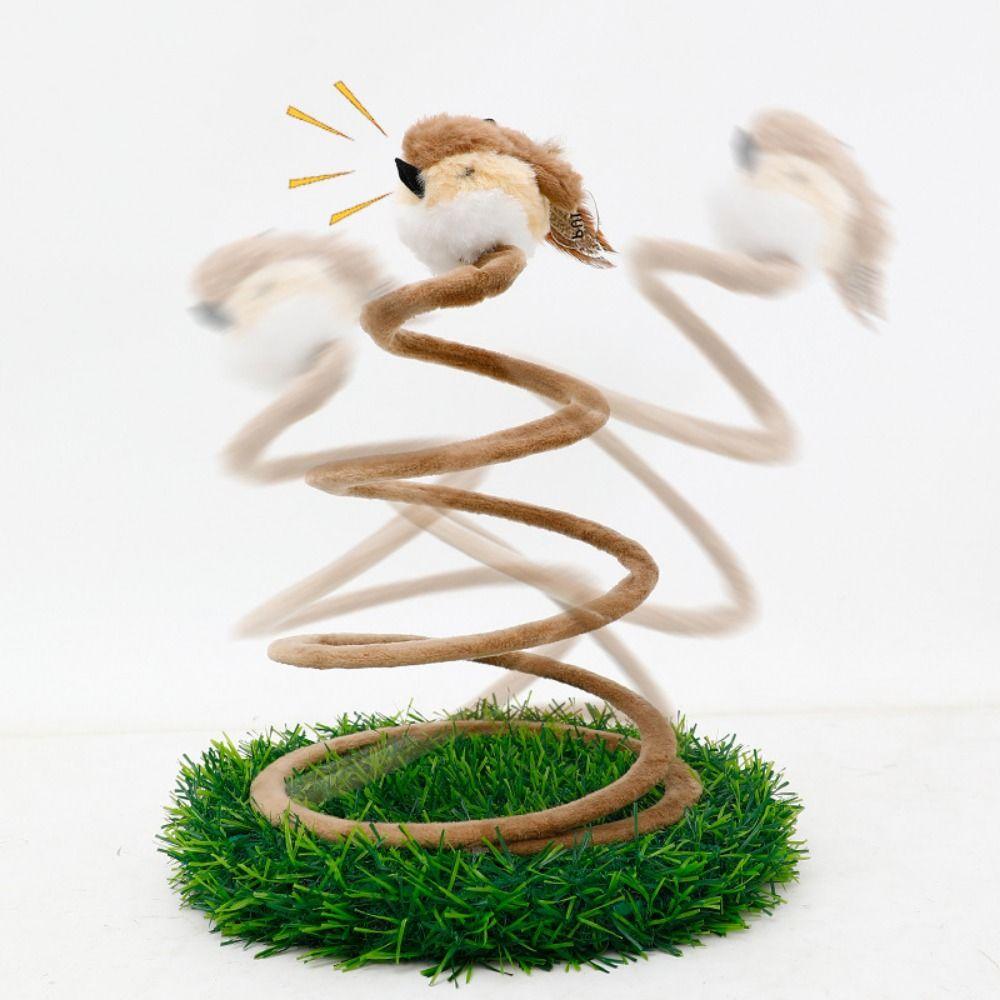 Plush Sparrow Cat Scratching Tray Bite Resistant Teasing Cat Sounds Toy  for Cats Kittens