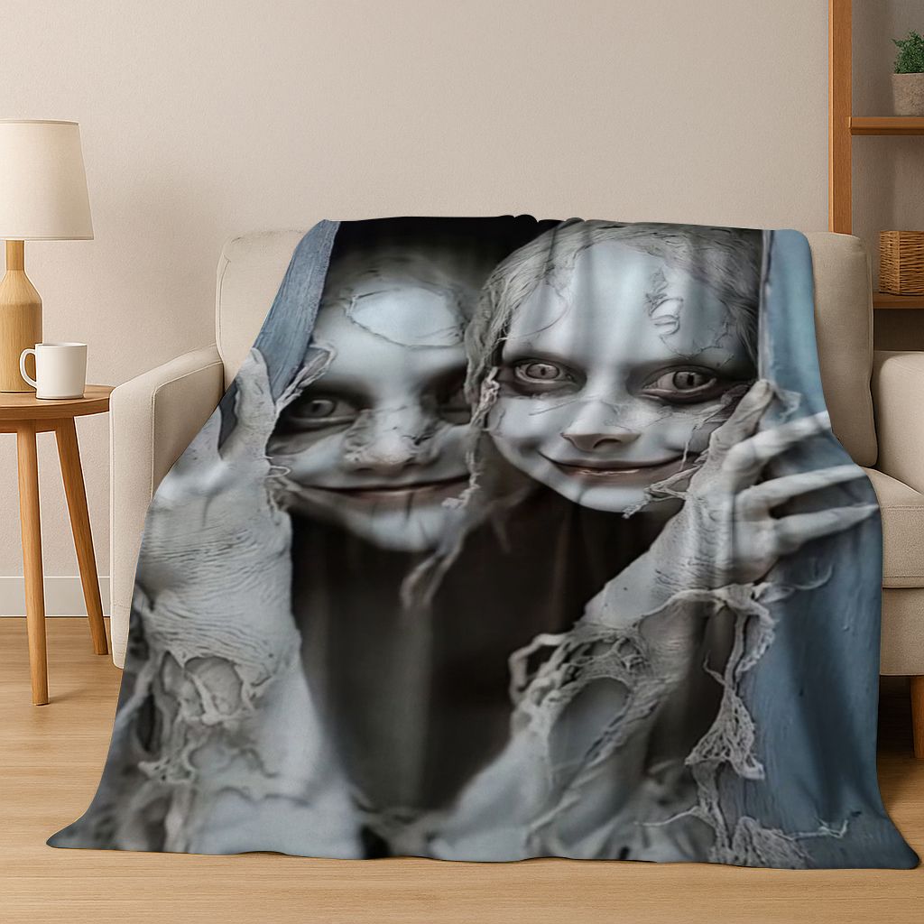 26 Style Terrifying Ghost Spirit Apparition Specter Gothic Flannel Blanket,Cozy Soft Throw Blanket for Home Bedroom Bed Sofa