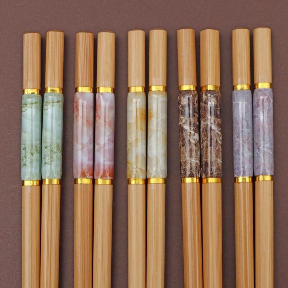 5Pairs Bamboo Sushi Anti-skid Rice Tableware Dinnerware Set Chopsticks Kitchen Supplies