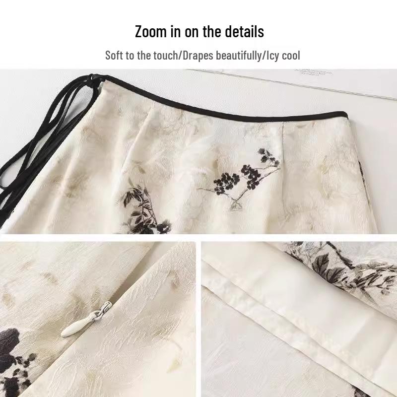 Lato 2025 Wysokiej klasy spódnica A-line w stylu chińskim