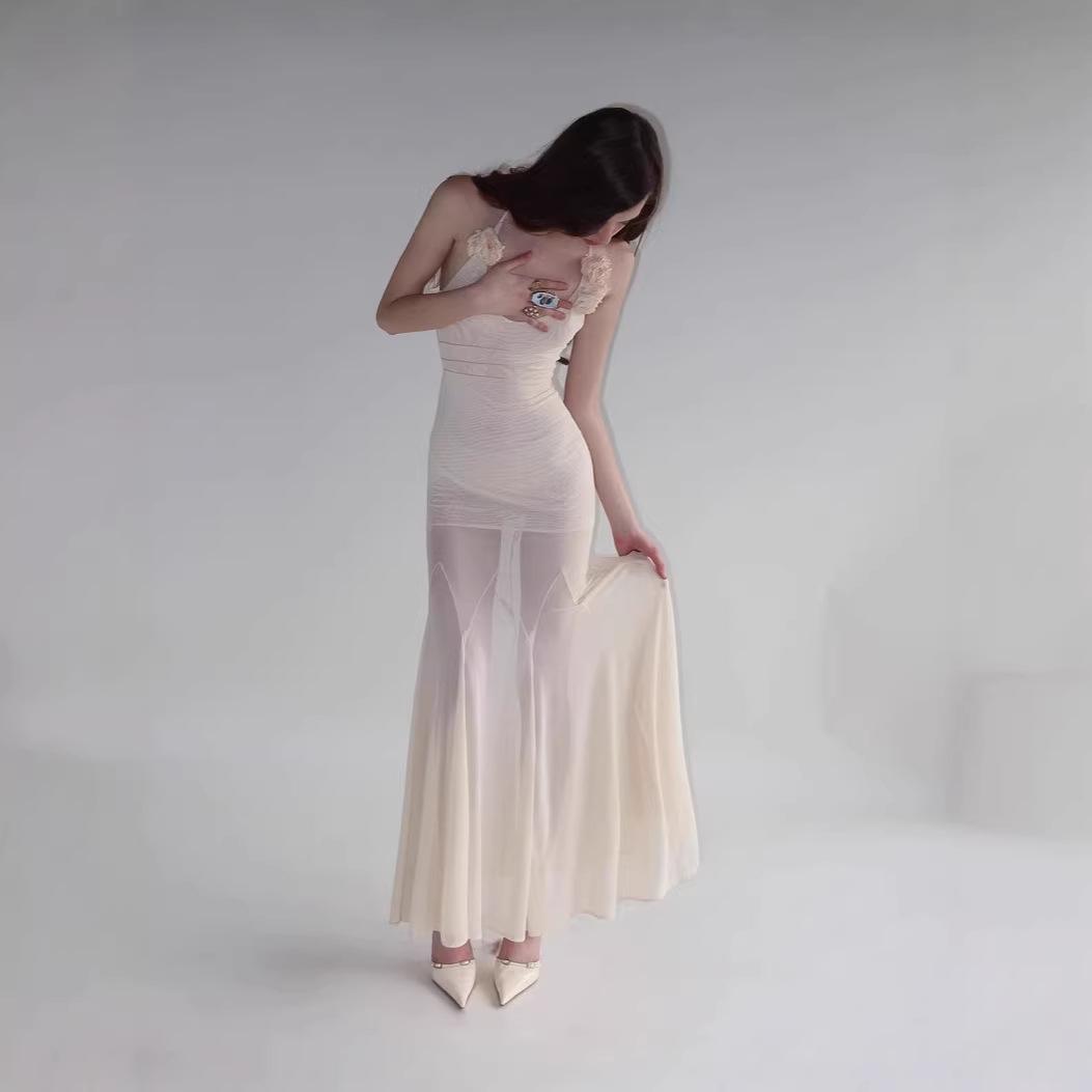 Elegant Summer Women s Strapless Mesh Dress - Sexy & Tight-Fitting Design Extra Small