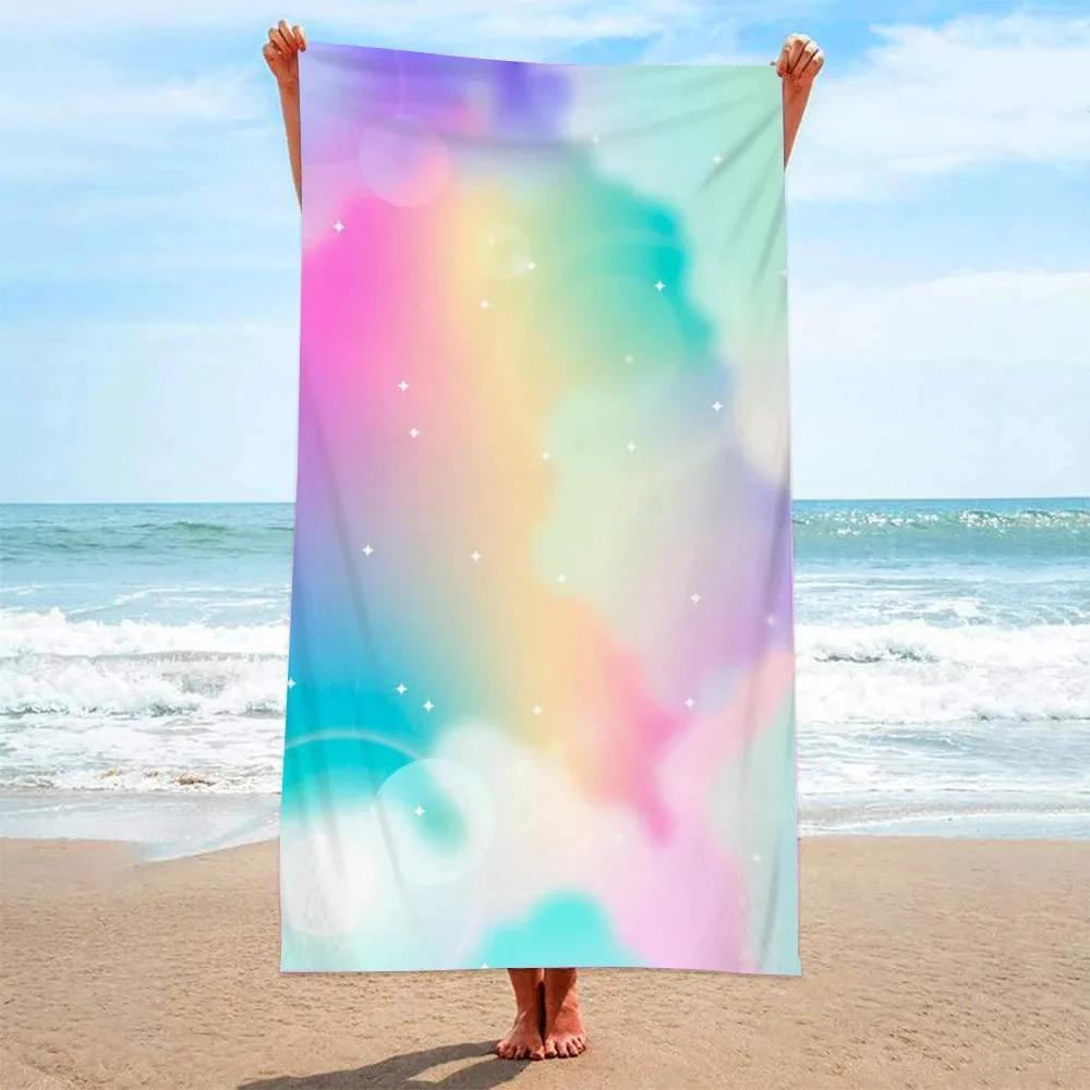 Rainbow Striped Beach Towel Lightweight Microfiber Pool Towels Quick Dry Soft Summer Beach Towel Swimming Towel For Adults Kids