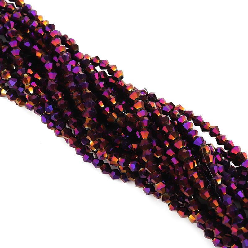 Apx 95pcs/Strand 4mm Shiny Crystal Beads Bicone Beads Faceted Glass Beads Loose Spacer Beads for Bracelet DIY Jewelry Making