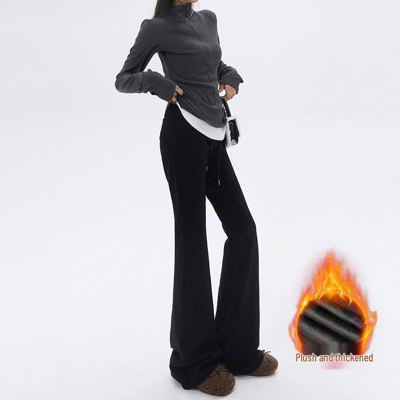 High-Waist Velvet Flare Pants for Women – Autumn & Winter Hip-Lifting Style.