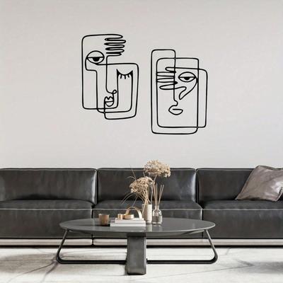 2 τεμ. Αφηρημένο Στυλ Bicasso Πρόσωπο Χέρι Σίδερο Τέχνη Μινιμαλιστική Μεταλλική Τέχνη Τοίχου - Μοντέρνα Διακόσμηση Σπιτιού για Υπνοδωμάτιο, Σαλόνι ή Μπάνιο.