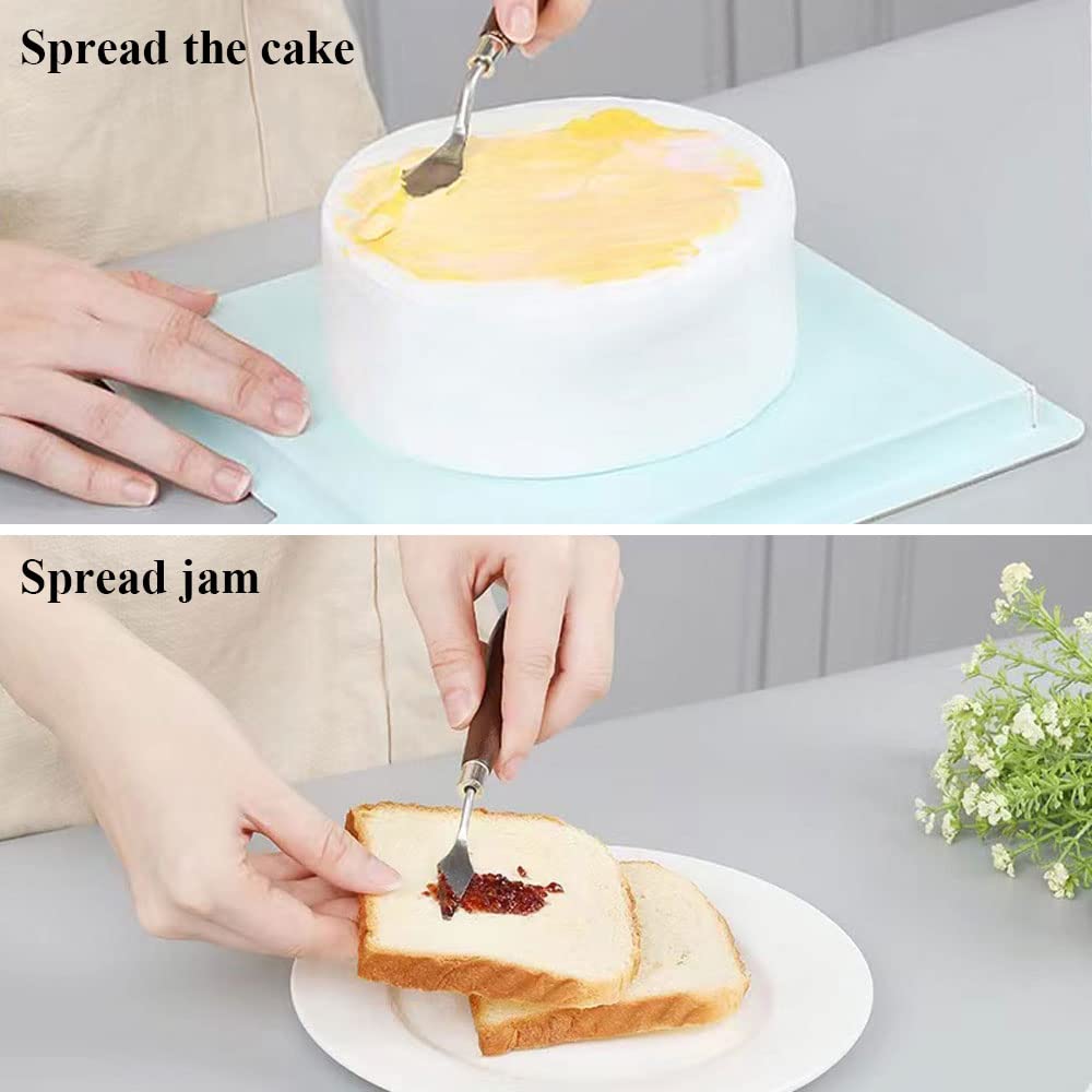 Cake Cream Scraper Set Stainless Steel Cake Decoration Knife Wooden Handle Scraper Mixing Scraper Color Mixing Icing Baking Tool