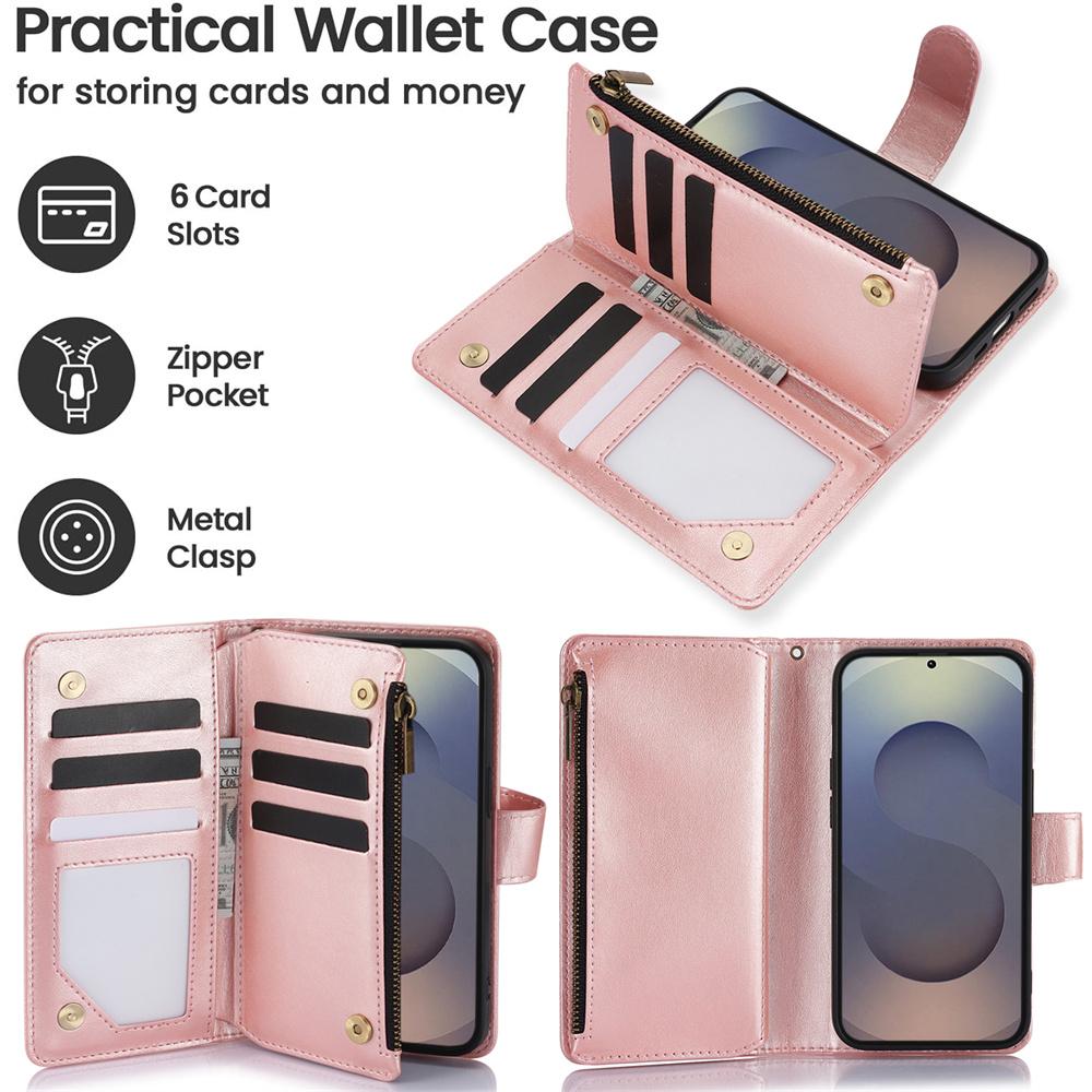 Wrist Strap Zipper Cards Solt Wallet Leather Phone Case for Samsung Galaxy S26 S25 Ultra S24 S23 Plus A57 A37 A17 A07 A56 Cover