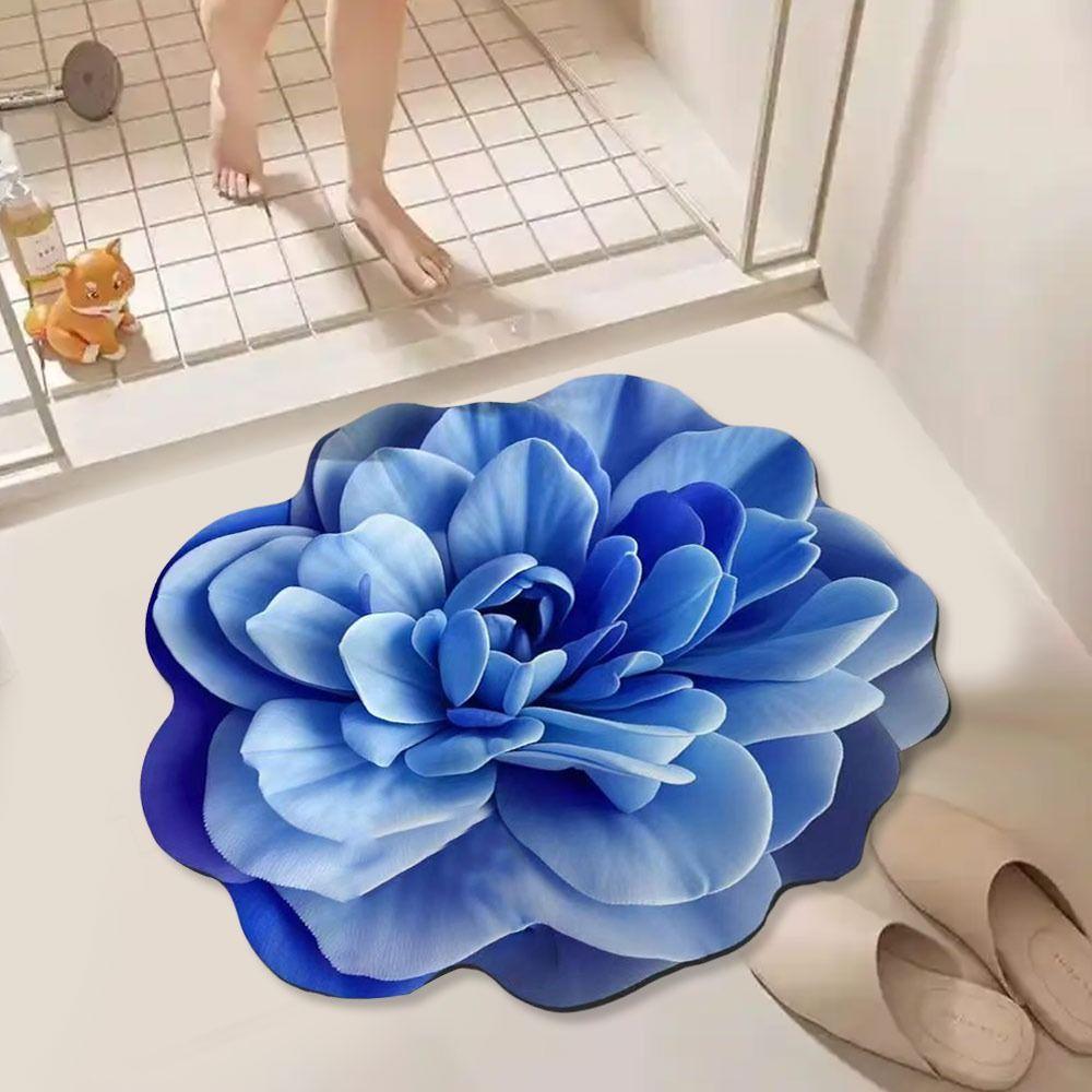 3D Plush Vision Flower Carpet Soft Absorbent Bathroom Floor Mat Non-slip Decorative Carpet for Living Room Tea Table Bedside