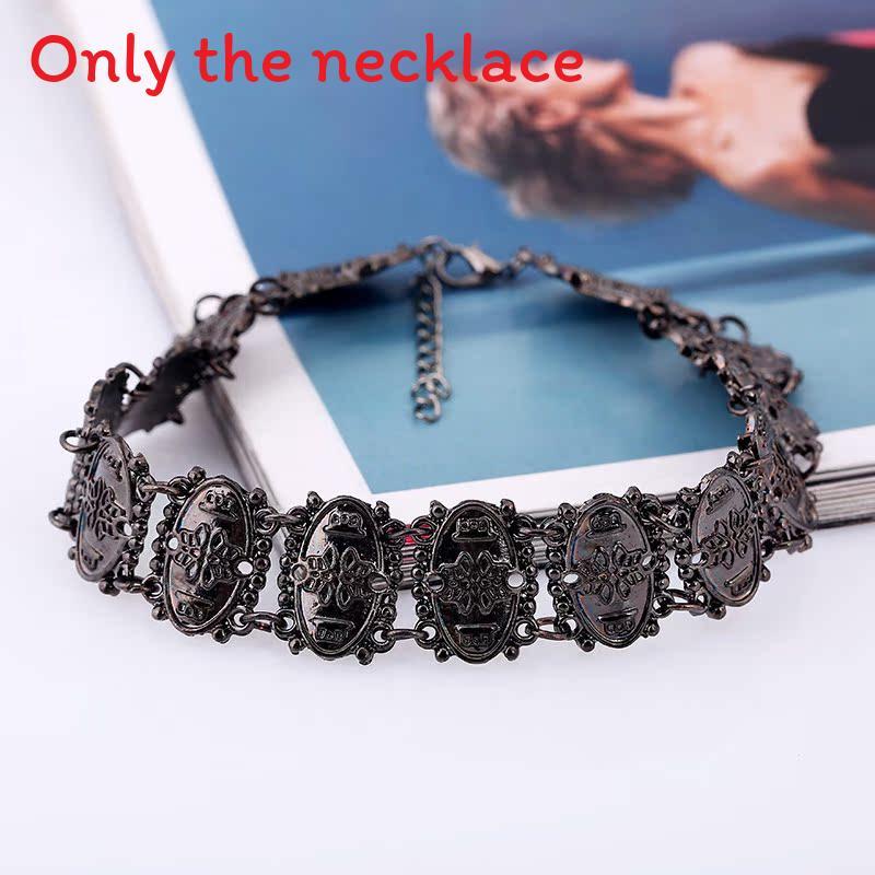 

Retro Geometric Alloy Necklace For Men And Women With Electroplated Surface чорний