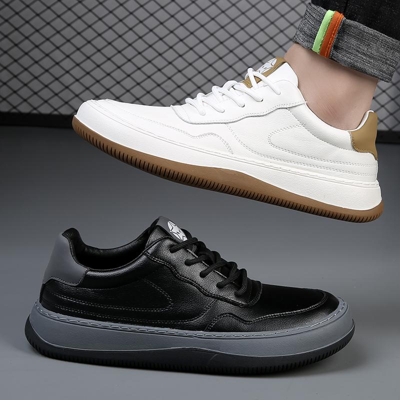 Fashion 2025 Men Casual Leather Shoes High Quality Lace-up Daily Men's Shoes Non-slip Shock-absorbing Men's Sneakers Zapato Para Hombre