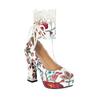 Fashion Printed Round Toe Chunky Heels High Heels Lace Up Retro Chunky Heels Women's Wedding Shoes Super High Heels Women's Shoes 2025
