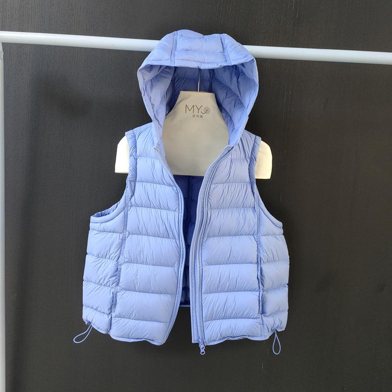 Autumn and winter duck down ribs down vest women's short hooded vest jacket