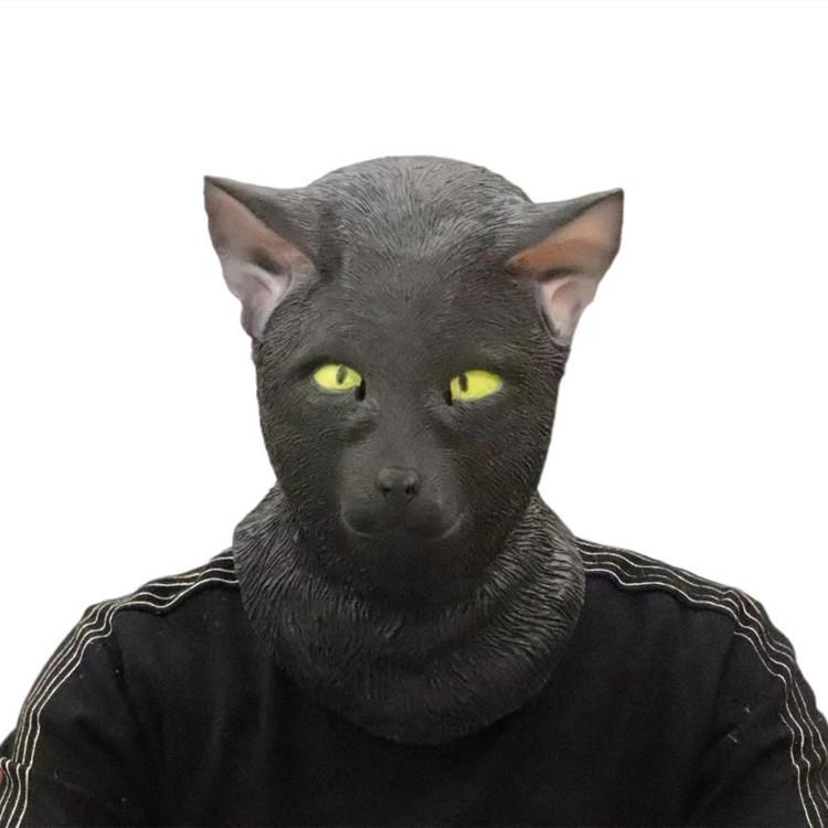 Eagle Mask Eagle Headgear Halloween Realistic Animal Mask: Bulldog and Parrot Headgear Black Cat