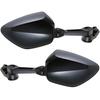 TANAX Bike Mirror Napoleon Shark Mirror Aluminum Mirror Set of 2 Left and Right (With Forward and Reverse Threaded Bolts) 10mm Black AOS-104-BB