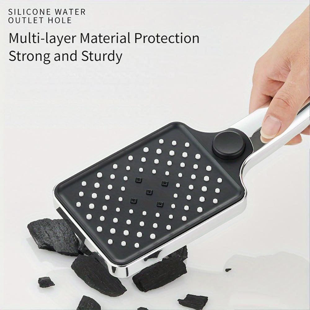 Boosting Showerhead, 3-speed Adjustable Showerhead, Square Shaped Household Shower and Bath Water Heater, Universal Four Point Interface Showerhead