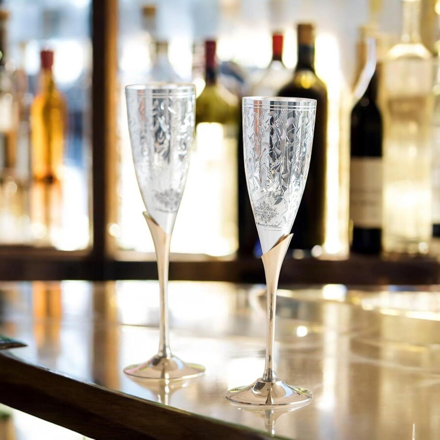 

Посеребренный бокал-флейта для вина с синей коробкой, лучший для вечеринок, подарочный предмет на Дивали, 200 мл каждый, набор из 2 штук