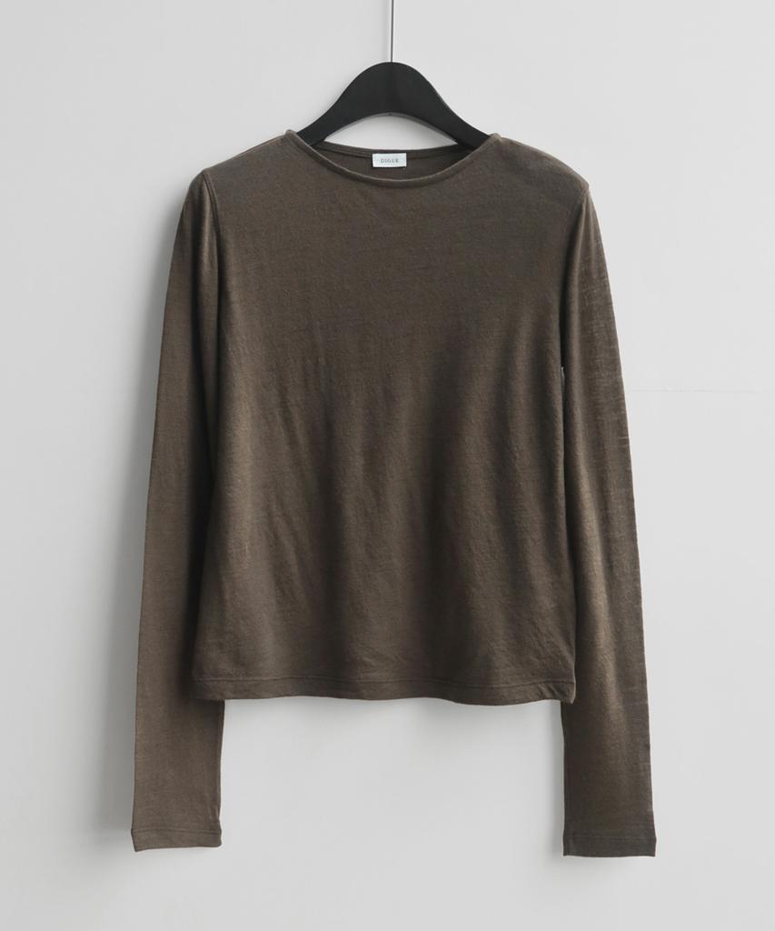 DIGUE Tidy Wool Long Sleeve T (Wool 100%) (Brown)